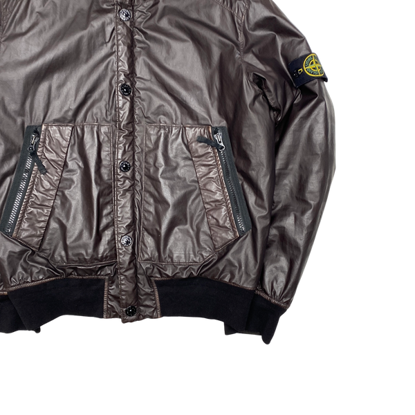 Stone Island Dark Brown Mussola Gommata Padded Jacket