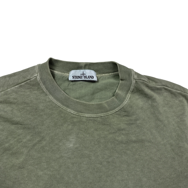 Stone Island 2019 Olive Green Cotton Crewneck Sweatshirt - Large