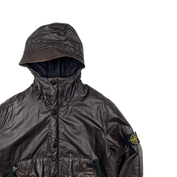 Stone Island Dark Brown Mussola Gommata Padded Jacket