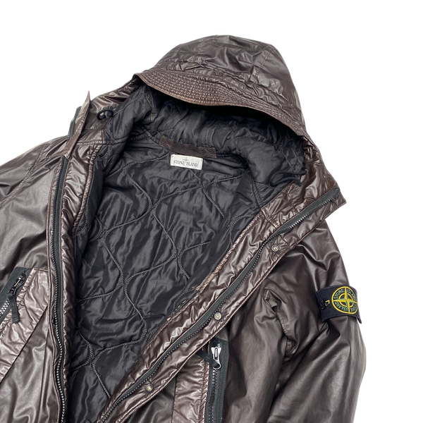 Stone Island Dark Brown Mussola Gommata Padded Jacket