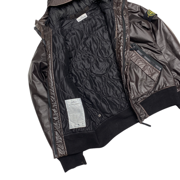 Stone Island Dark Brown Mussola Gommata Padded Jacket