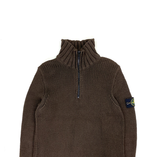 Stone Island 2004 Brown Thick Cotton High Neck Pullover