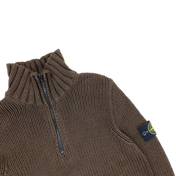 Stone Island 2004 Brown Thick Cotton High Neck Pullover