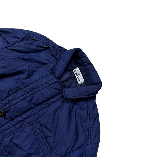 Stone Island 2014 Blue Garment Dyed Crinkle Padded Jacket - Large
