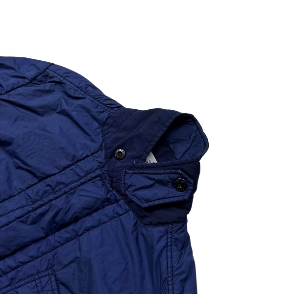 Stone Island 2014 Blue Garment Dyed Crinkle Padded Jacket - Large