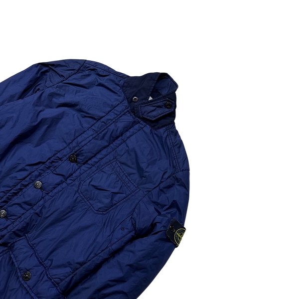 Stone Island 2014 Blue Garment Dyed Crinkle Padded Jacket - Large