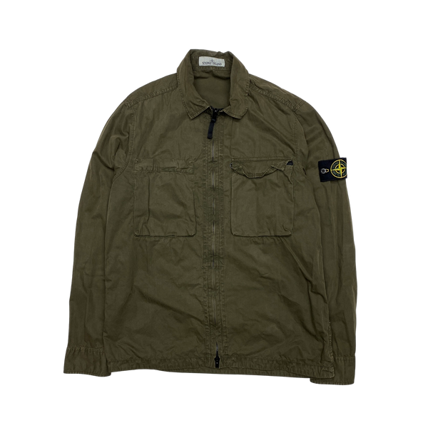 Stone Island 2018 Khaki Cotton Zipped Overshirt