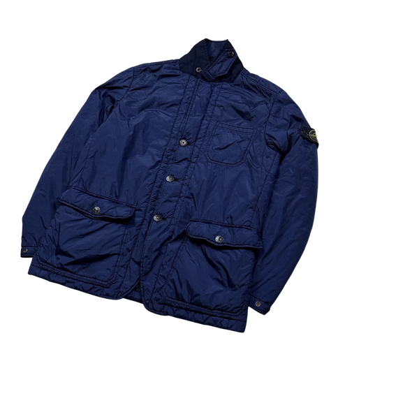 Stone Island 2014 Blue Garment Dyed Crinkle Padded Jacket - Large