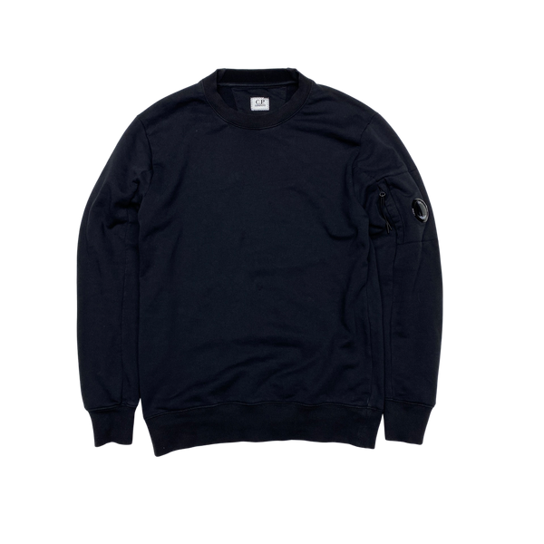 CP Company Black Thick Cotton Crewneck Sweatshirt