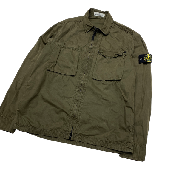 Stone Island 2018 Khaki Cotton Zipped Overshirt