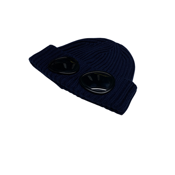 CP Company Navy Thick Wool Goggle Beanie