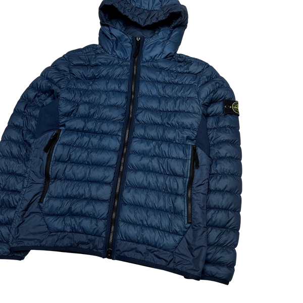 Stone Island 2017 Blue Micro Yarn Hooded Puffer Jacket