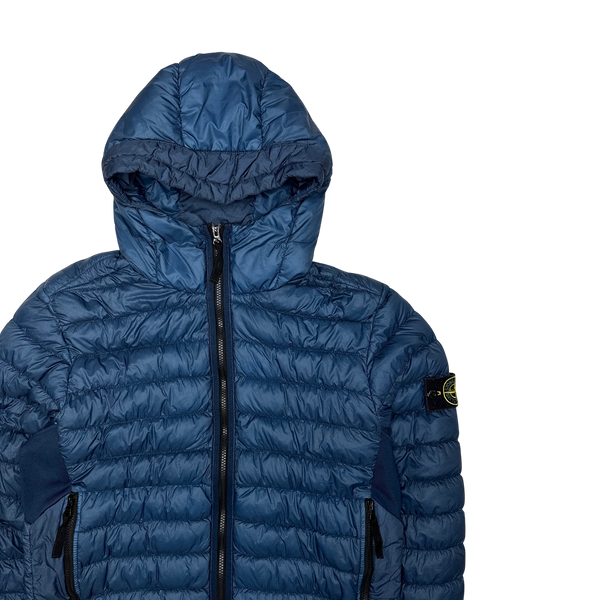 Stone Island 2017 Blue Micro Yarn Hooded Puffer Jacket