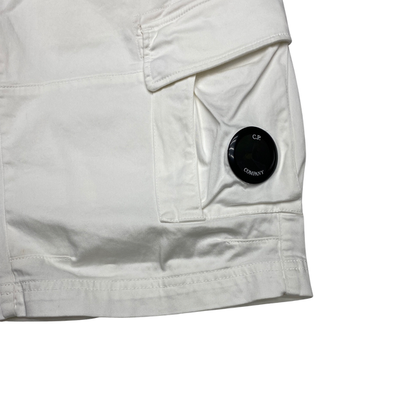 CP Company Raso Stretch White Cargo Shorts