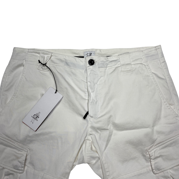 CP Company Raso Stretch White Cargo Shorts