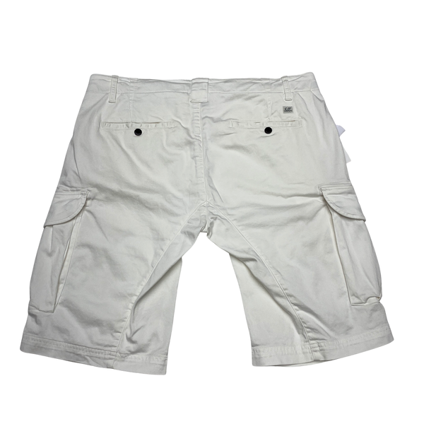 CP Company Raso Stretch White Cargo Shorts
