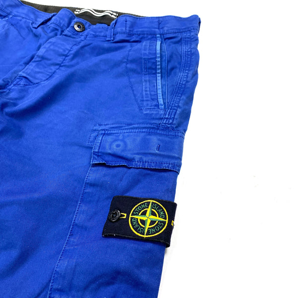 Stone Island Blue Cotton Cargo Shorts