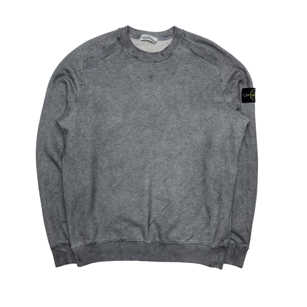 Stone Island Dust Treatment Grey Cotton Sweatshirt