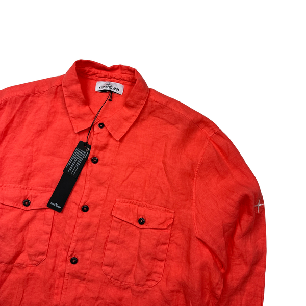 Stone Island 2022 Red Lino Flax Shirt - XXL