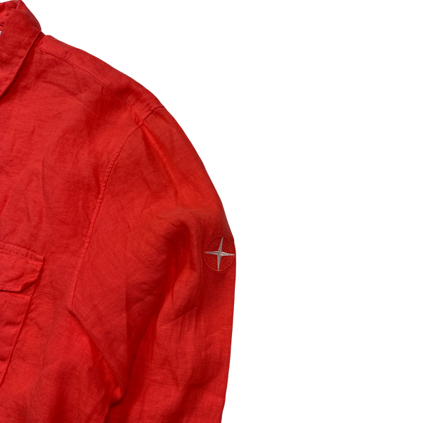 Stone Island 2022 Red Lino Flax Shirt - XXL
