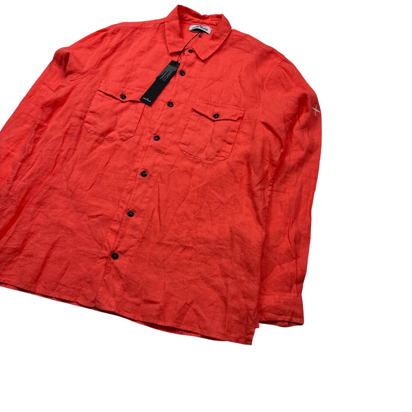 Stone Island 2022 Red Lino Flax Shirt - XXL