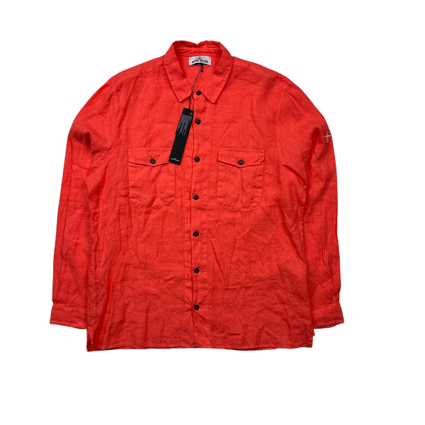 Stone Island 2022 Red Lino Flax Shirt - XXL