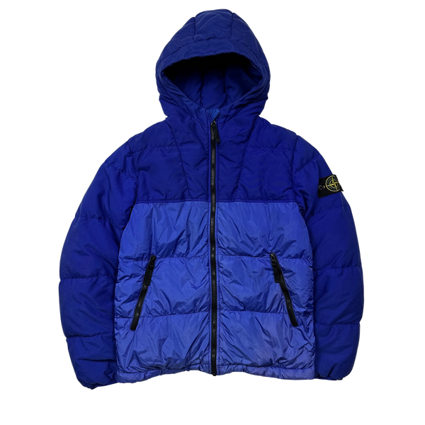 Stone Island 2013 Blue Two Tone Crinkle NY Down Puffer Jacket - Medium