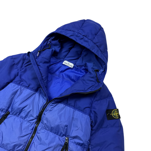 Stone Island 2013 Blue Two Tone Crinkle NY Down Puffer Jacket - Medium