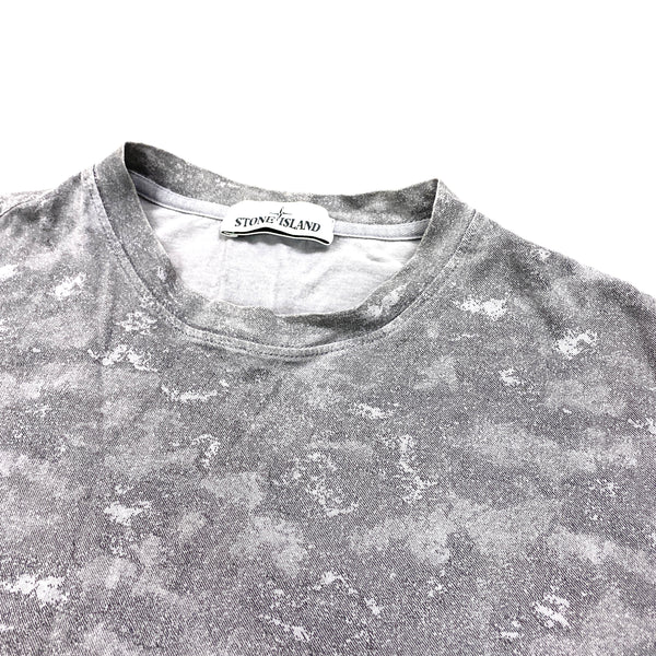 Stone Island Grey Camo Cotton T Shirt