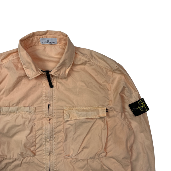 Stone Island 2018 Peach Cotton Zipped Overshirt - 3XL