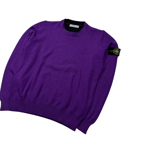 Stone Island 2010 Purple Crewneck Knit Jumper - Medium