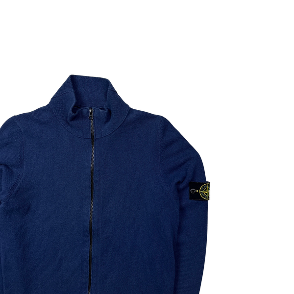 Stone Island Navy Blue Cotton Knit Zip Up - Medium
