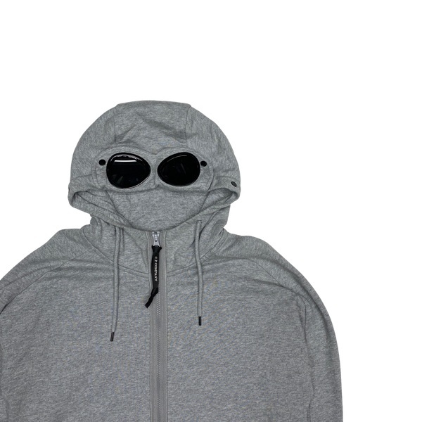 CP Company Grey Cotton Zipped Goggle Hoodie