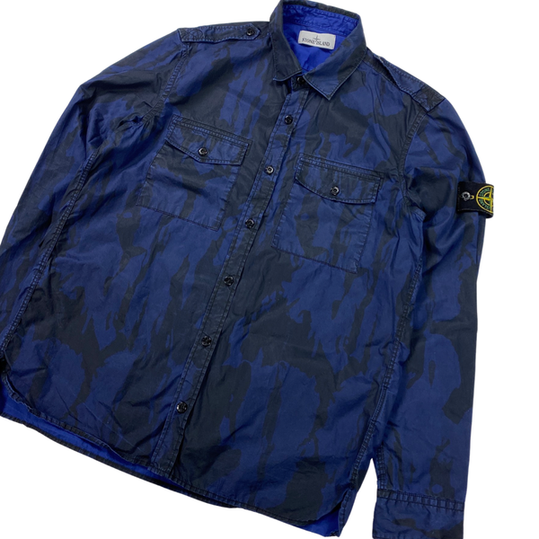 Stone Island Blue Flowing Camo Shirt