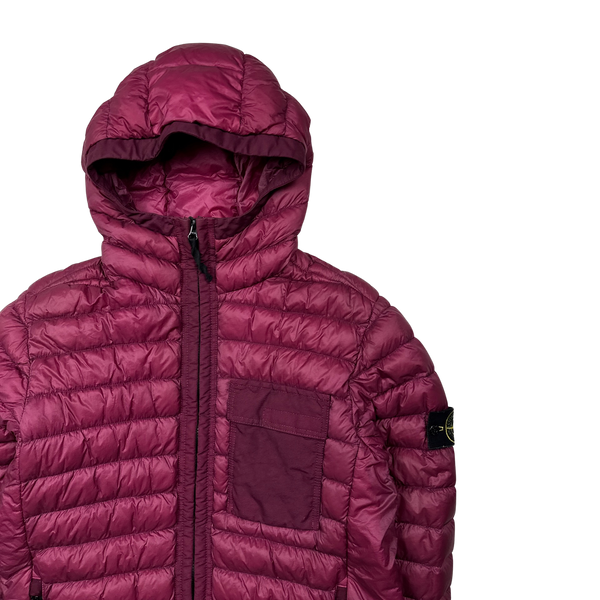 Stone Island 2018 Plum Micro Yarn Down Puffer Jacket Large Mat s Island