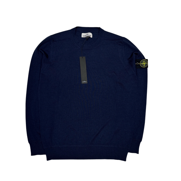 Stone Island 2020 Navy Merino Wool Crewneck Jumper