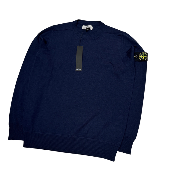 Stone Island 2020 Navy Merino Wool Crewneck Jumper