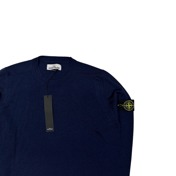 Stone Island 2020 Navy Merino Wool Crewneck Jumper