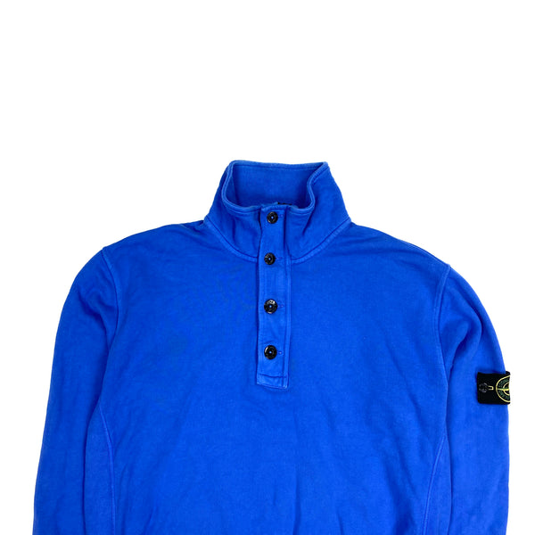 Stone Island Blue Thick Cotton Pullover Jumper
