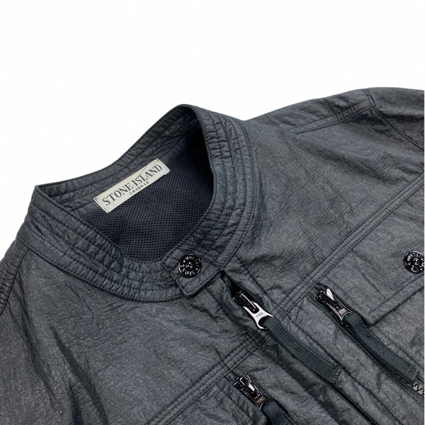 Stone Island Black Laminated Thick Bonded Nylon Jacket