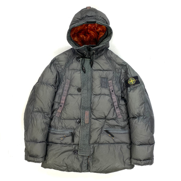 Stone Island Dark Grey Opaque Nylon Tela Down Jacket – Mat's Island