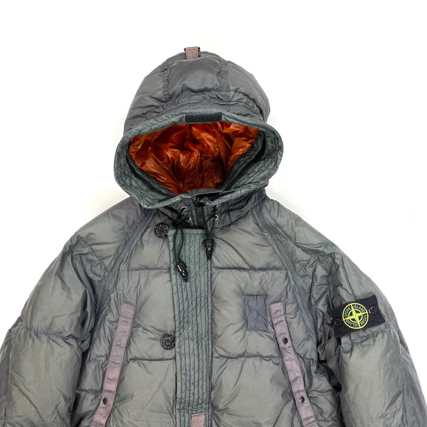 Stone Island Dark Grey Opaque Nylon Tela Down Jacket