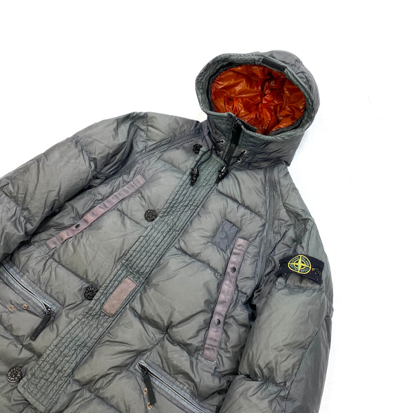 Stone Island Dark Grey Opaque Nylon Tela Down Jacket