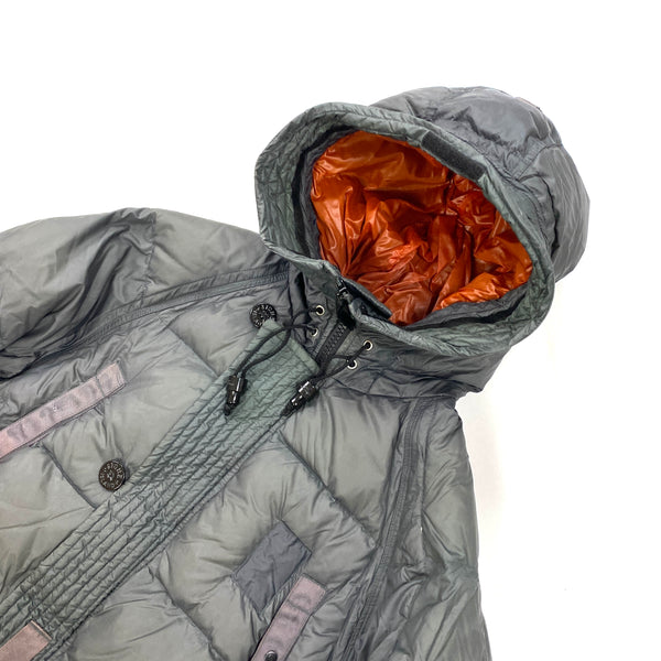 Stone Island Dark Grey Opaque Nylon Tela Down Jacket