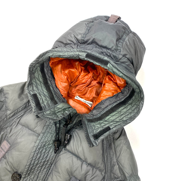 Stone Island Dark Grey Opaque Nylon Tela Down Jacket