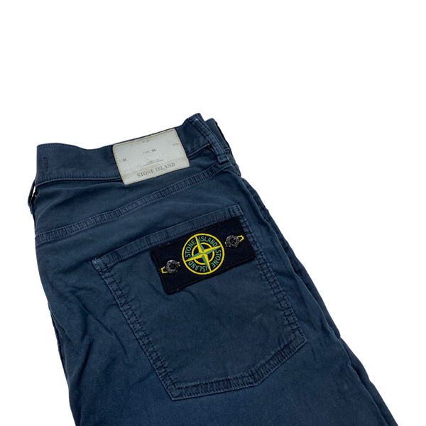 Stone Island Navy Slim Fit Cotton Trousers