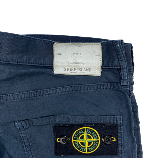Stone Island Navy Slim Fit Cotton Trousers