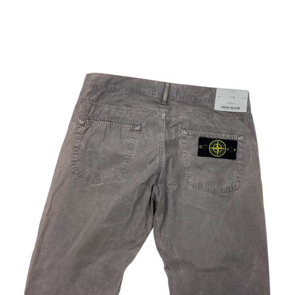 Stone Island Grey Cotton Slim Fit Trousers