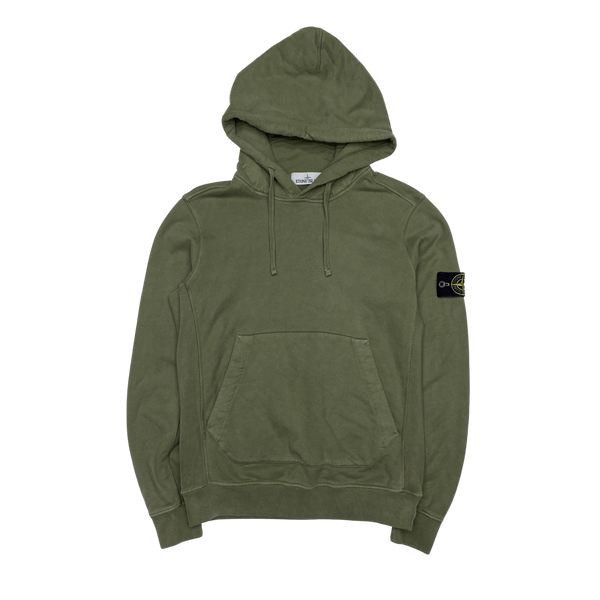 Stone Island Olive Cotton Pullover Hoodie