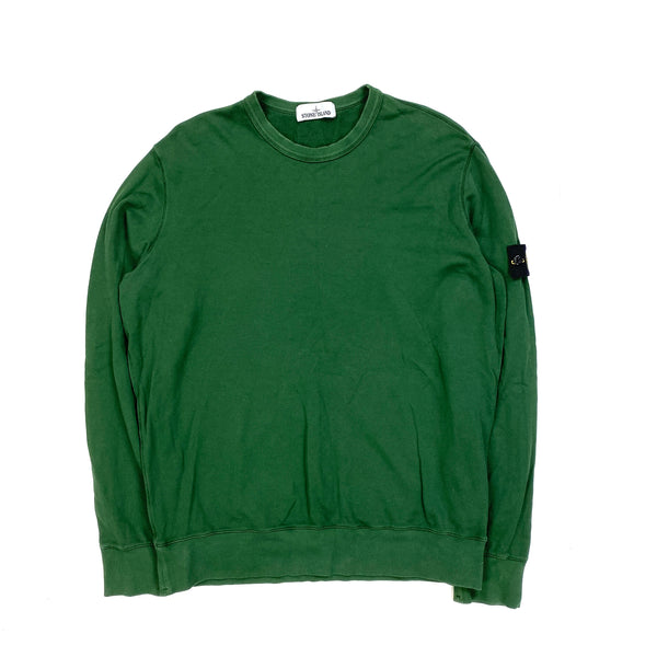 Stone Island Forest Green Cotton Crewneck Sweatshirt